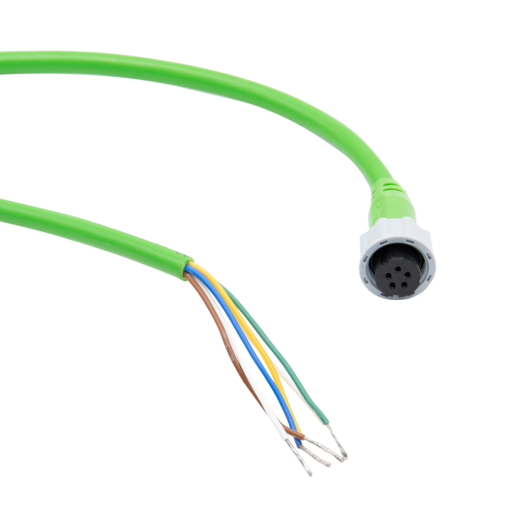 Power and data cables in close-up