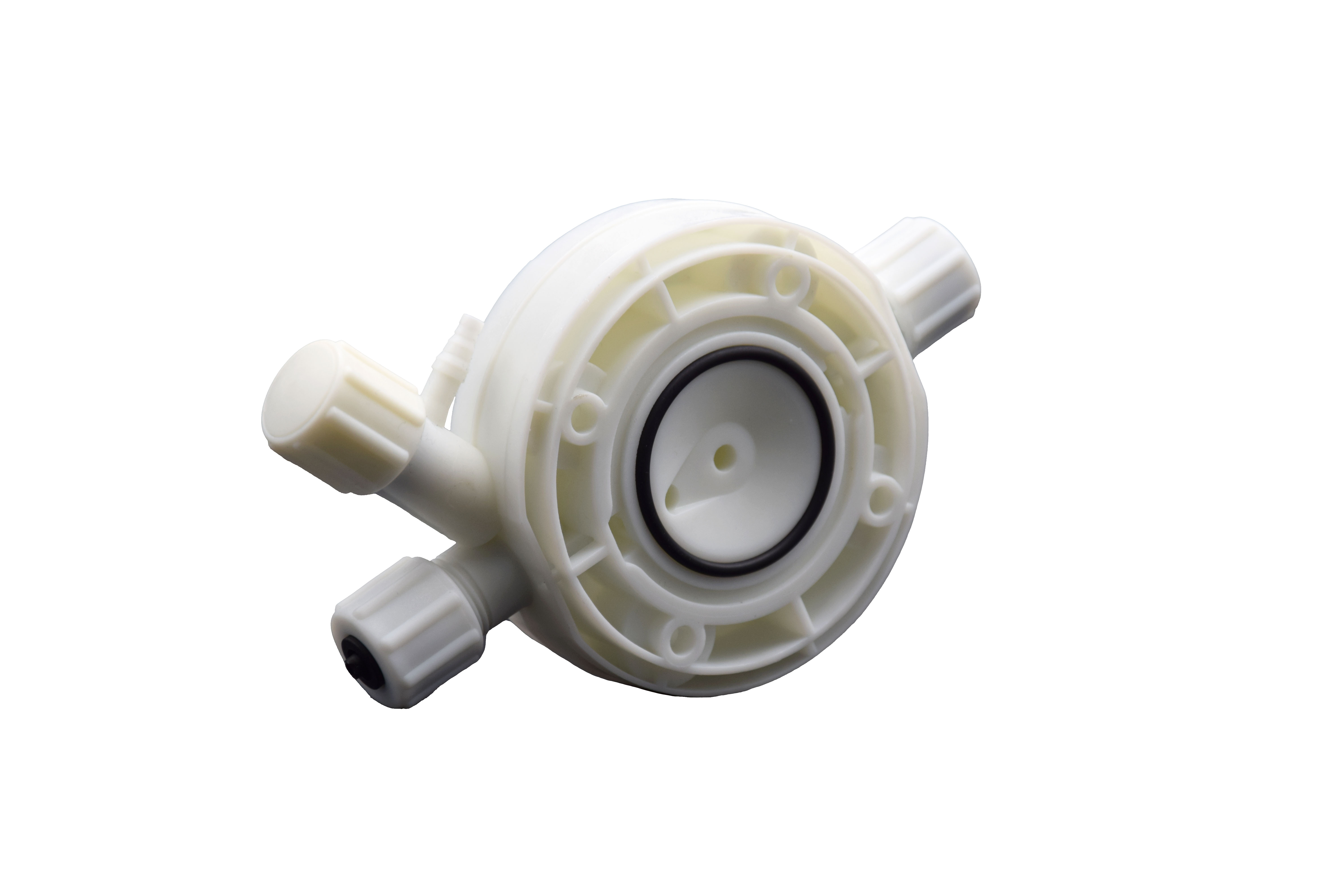 seitliche Ansicht emec K-Plus Serviceset L, PP Dosierkopf mit EPDM Dichtung, Detailansicht