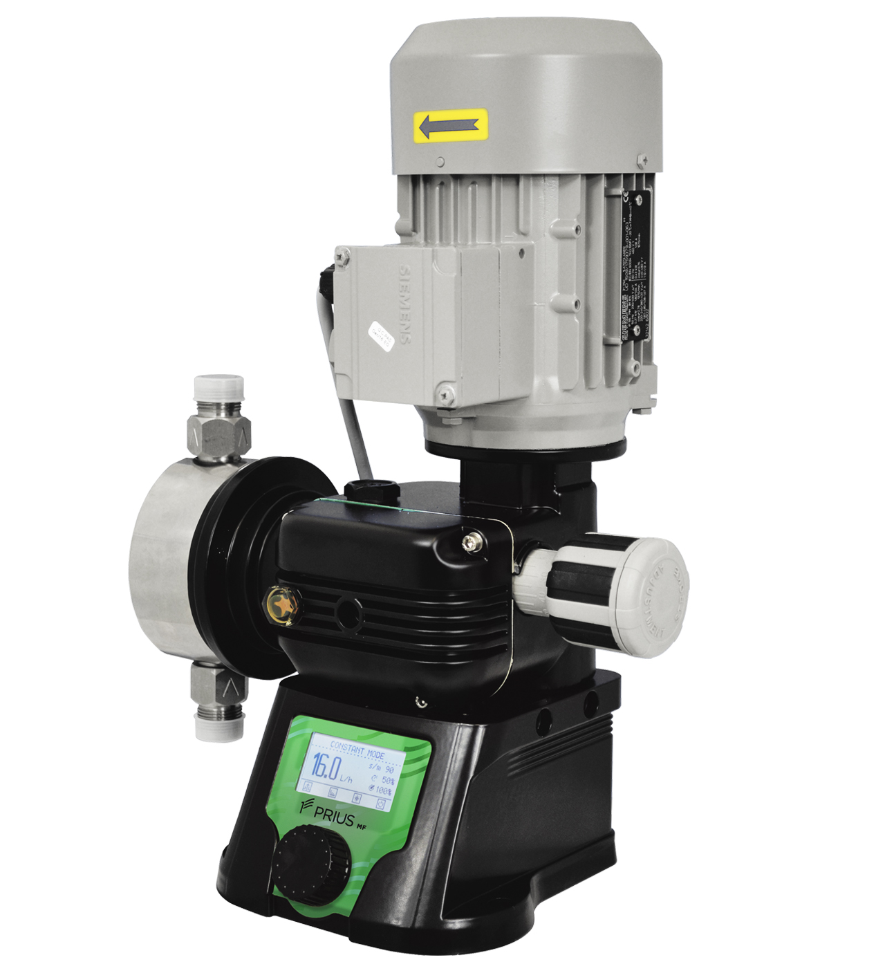 emec PRIUS D MF Multifunktionspumpe, Nahaufnahme, MODBUS-Anschluss und Steuerdisplay