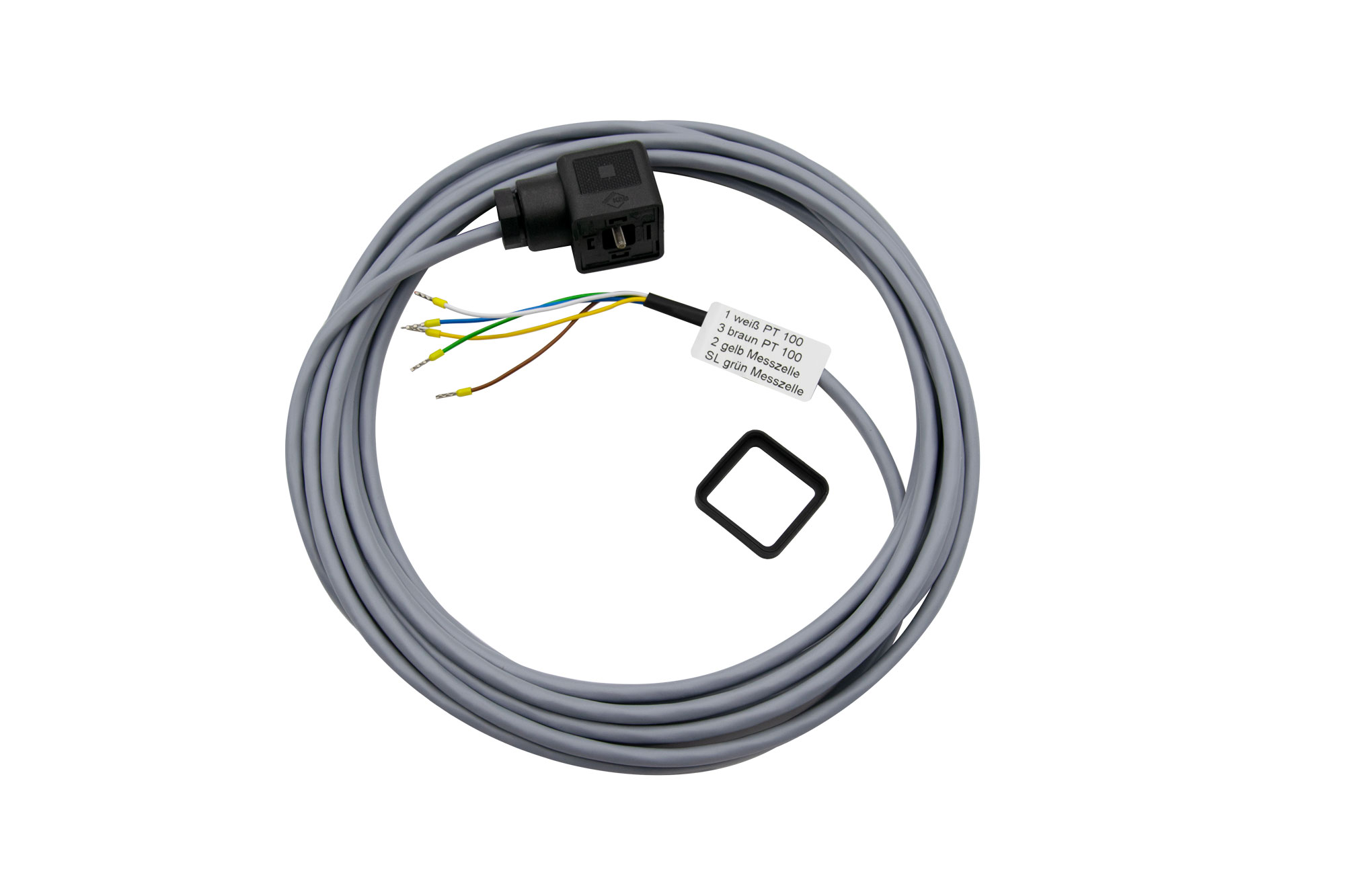 6 meter connection cable for N-LF measuring cells, 4-core 0.25² with shielding 6 Meter Anschlusskabel für N-LF Messzellen, aufgewickelt, 4-adrig mit Abschirmung