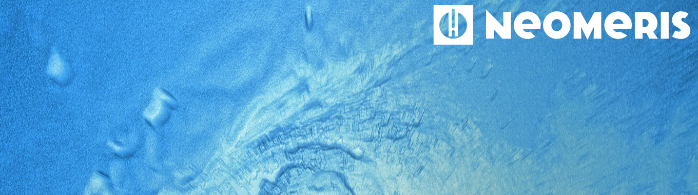 ein HeylNeomeris Banner in blauer Farbe mit Neomeris in der rechten Ecke