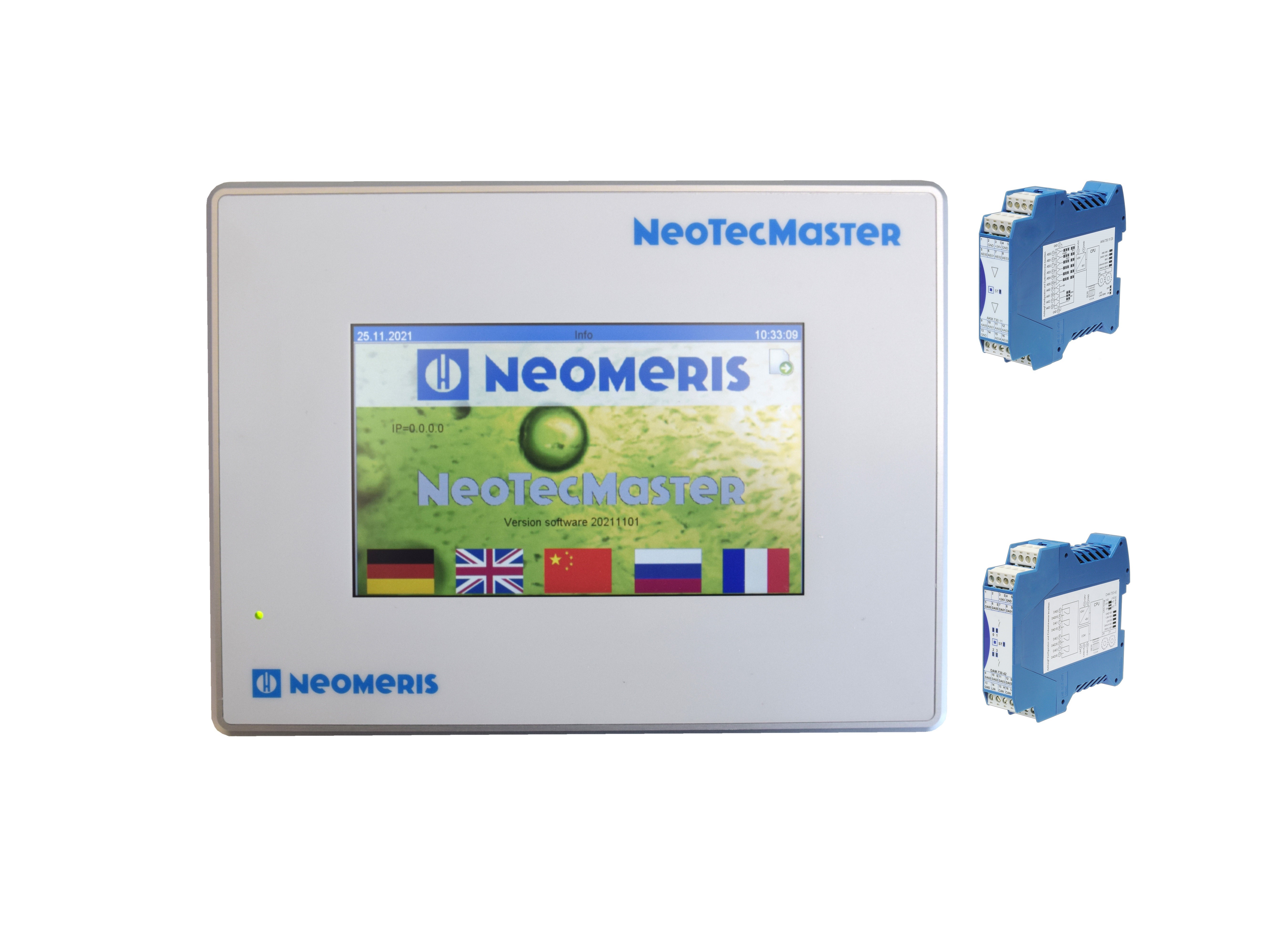 NeoTecMaster® Slave Modul Front 4 20 mA und Relais, kompakte Erweiterung für Steuerung, modulare Signaleingabe, Industrie Schaltschrankeinbau möglich
