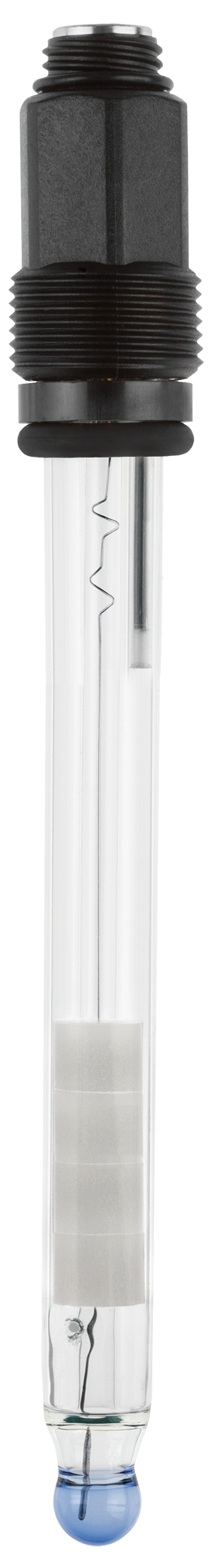 JUMO tecLine - pH glass shaft electrode with salt reservoir, 120mm installation length, 1x zirconium dioxide and HA glass (for high alkali applications)