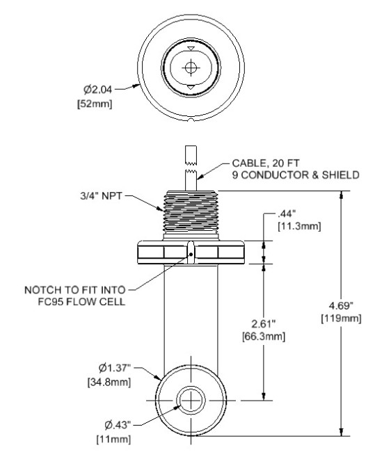 technische Abmessungen des Noryl Sensorgehäuses