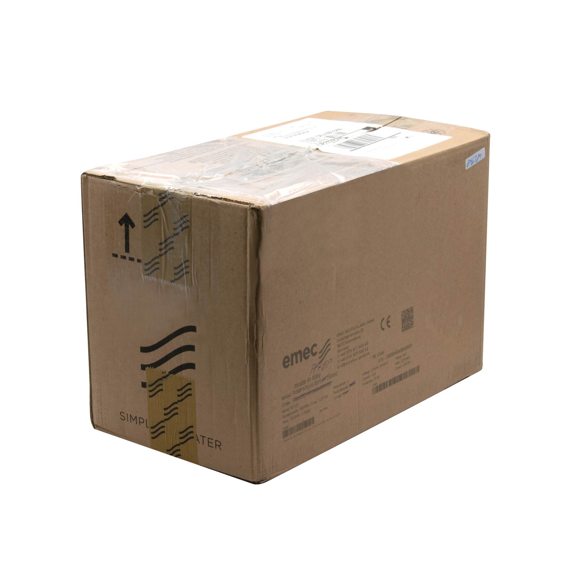 emec K-Plus Dosierpumpe, Verkaufsverpackung für sicheren Transport
