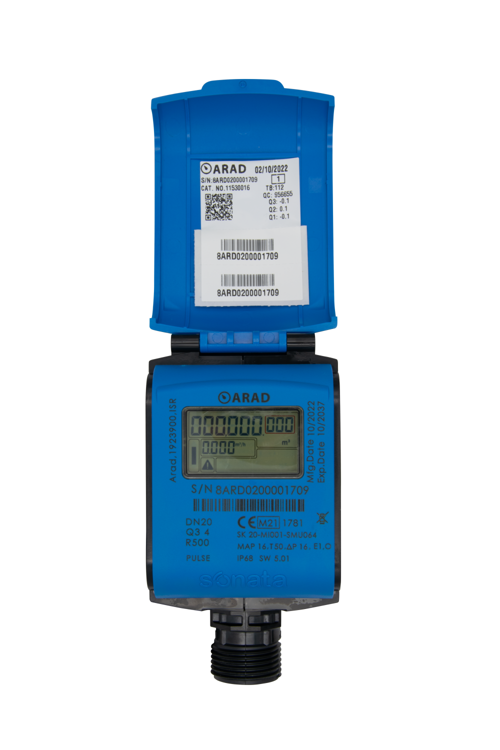 ARAD Sonata Wasserzähler Bedienfeld gut sichtbar