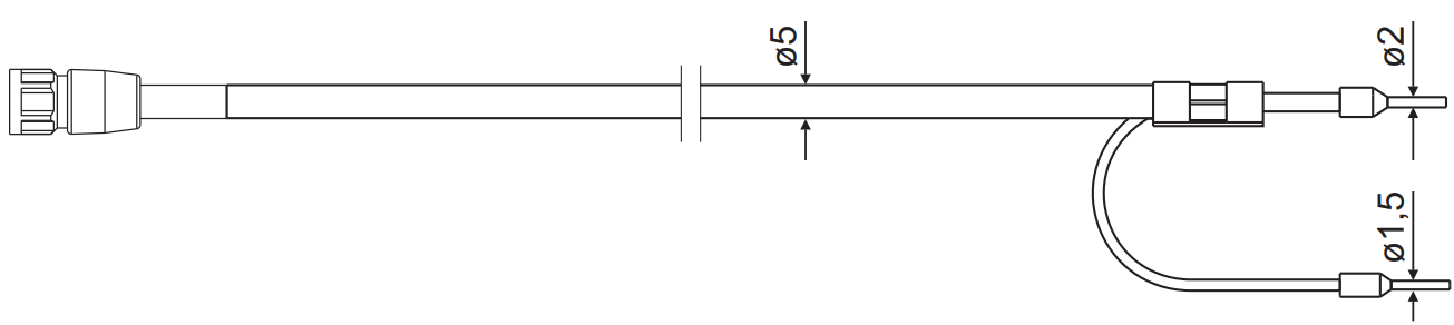 1.5m connection cable for pH/redox, cable end 1 (sensor side) = rotatable cable socket, connection end 2 = shield connector 1,5 Meter Anschlusskabel für pH/Redox, drehbare Kabelbuchse, sensorseitiges Kabelende