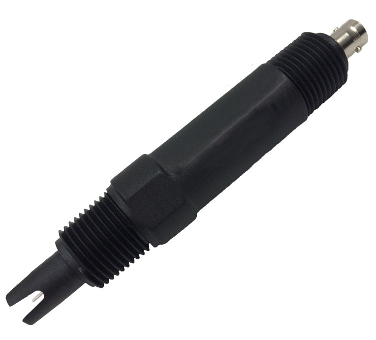 ORP Pool Professional HT Platin 0-80°C Redox Pool Professional HT Platin Elektrode, schwarze Elektrode mit Kabelanschluss, Frontansicht, Temperaturbereich 0-80°C, geeignet für Schwimmbäder und Wasseraufbereitung