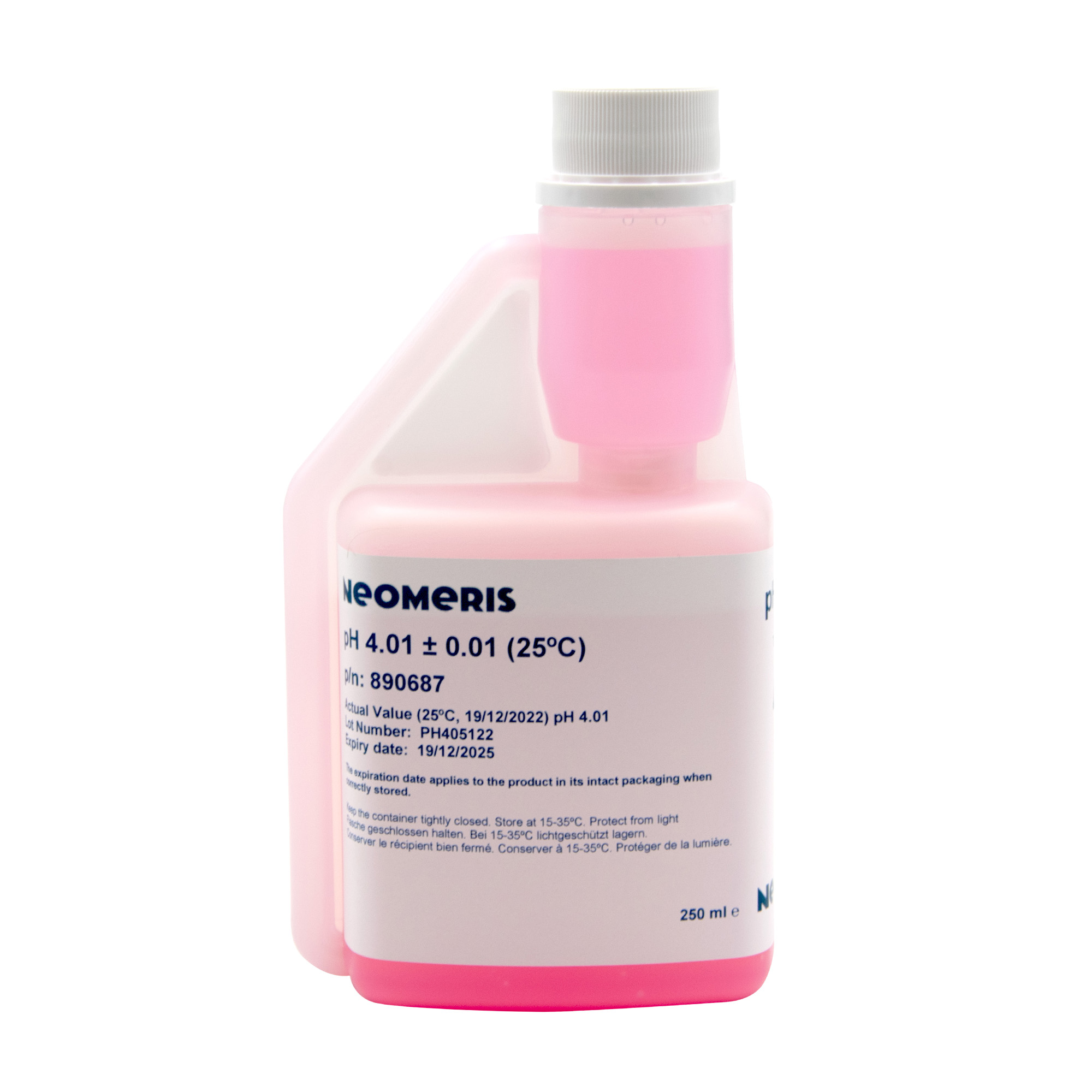 Neomeris pH buffer solution pH 4.01 Pufferlösung pH 4.01 Flasche stehend, 250 ml, Hygieneverschluss sichtbar