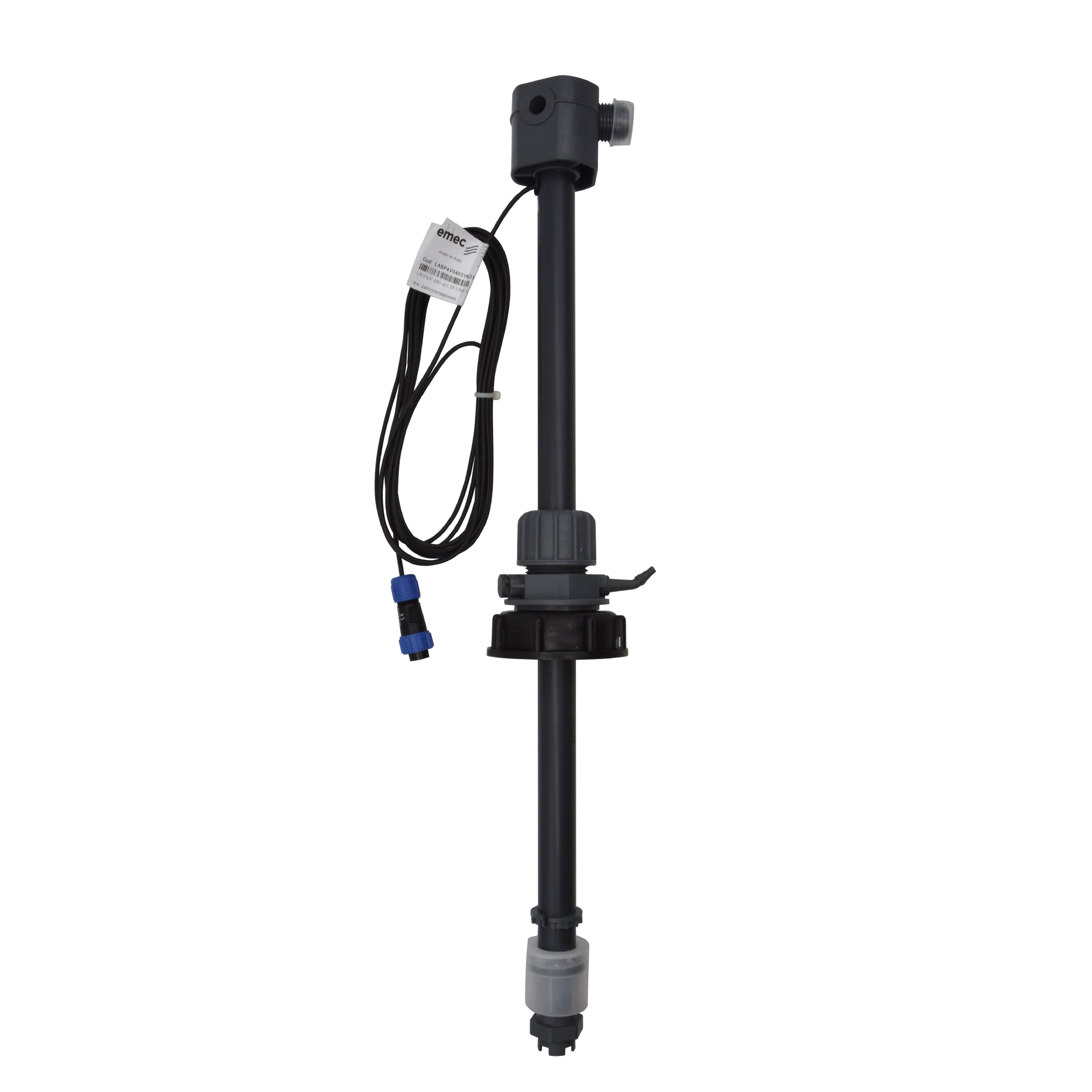 emec Viton-Sauglanze mit 40cm Eintauchlänge, Gesamtansicht, Anschluss an Prisma Pumpe, 3,5m Kabel