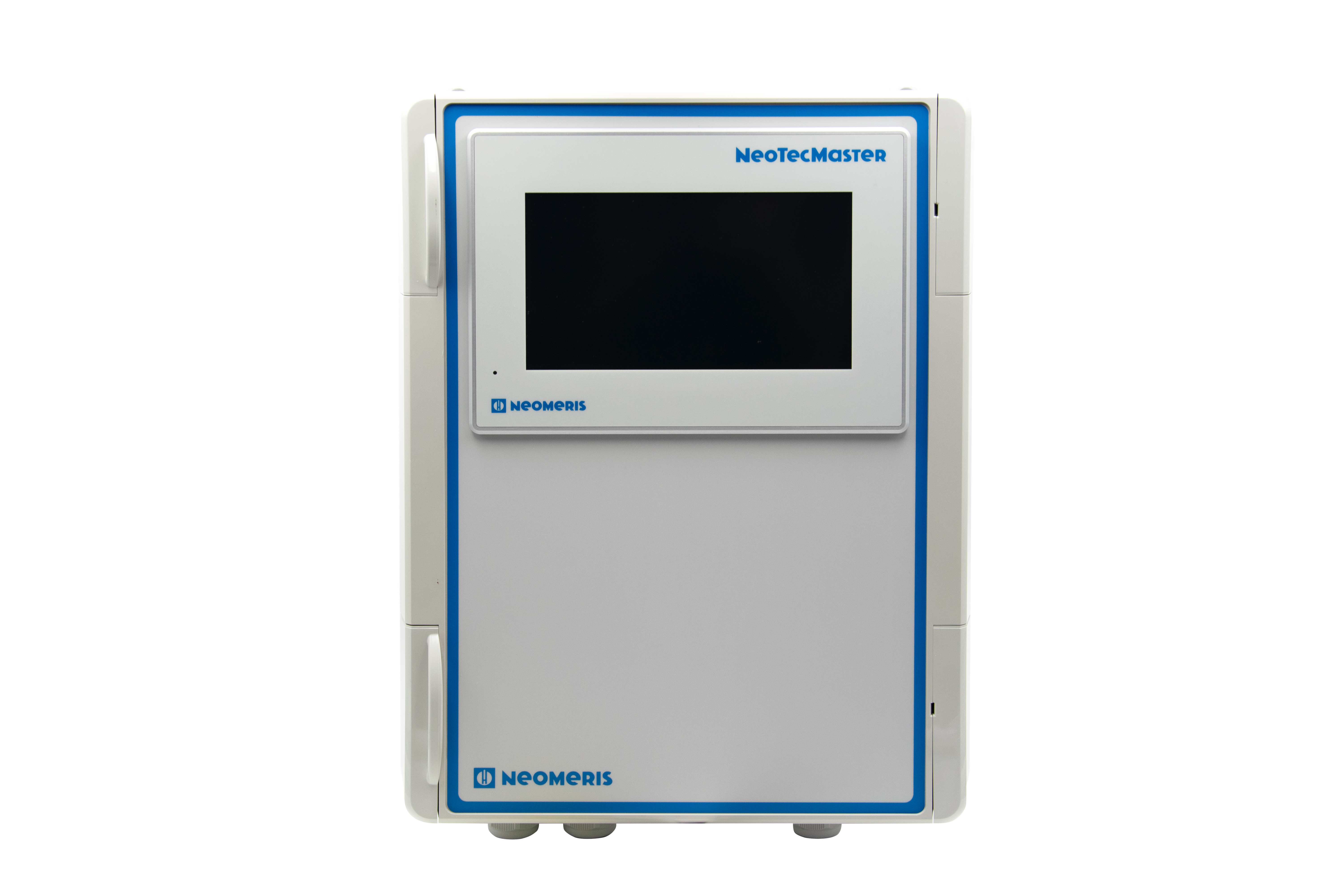 NeoTecMaster Gehäuse IP66 7 Zoll Display Frontansicht, lichtgrau, staub- und wasserdicht, für Industrieanwendungen