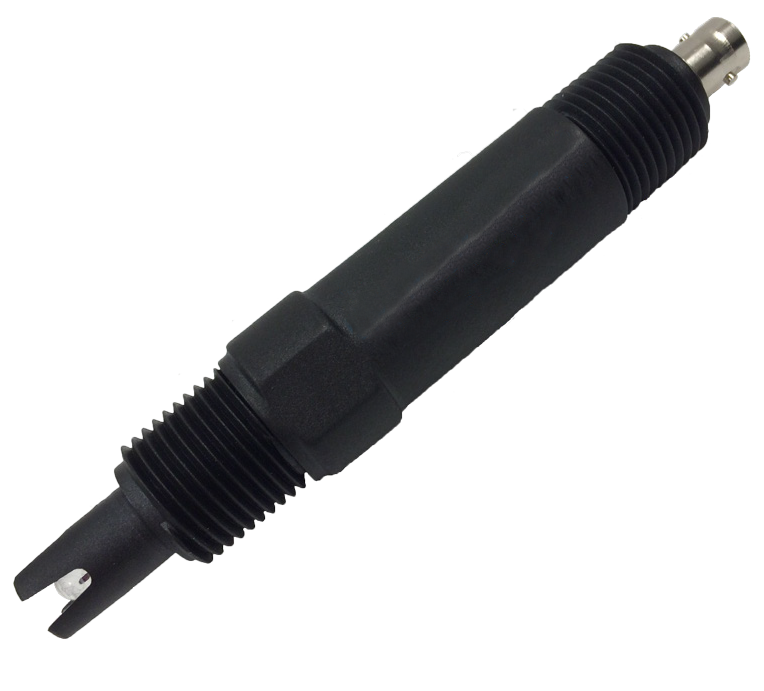 pH Pool Professional HT Elektrode mit schwarzem Gehäuse und Sensorspitze, Frontansicht, Temperaturbereich 0-80°C, geeignet für Schwimmbäder, Wasseraufbereitung, Trinkwasser, Kesselspeisewasser, Kommunale Kläranlagen