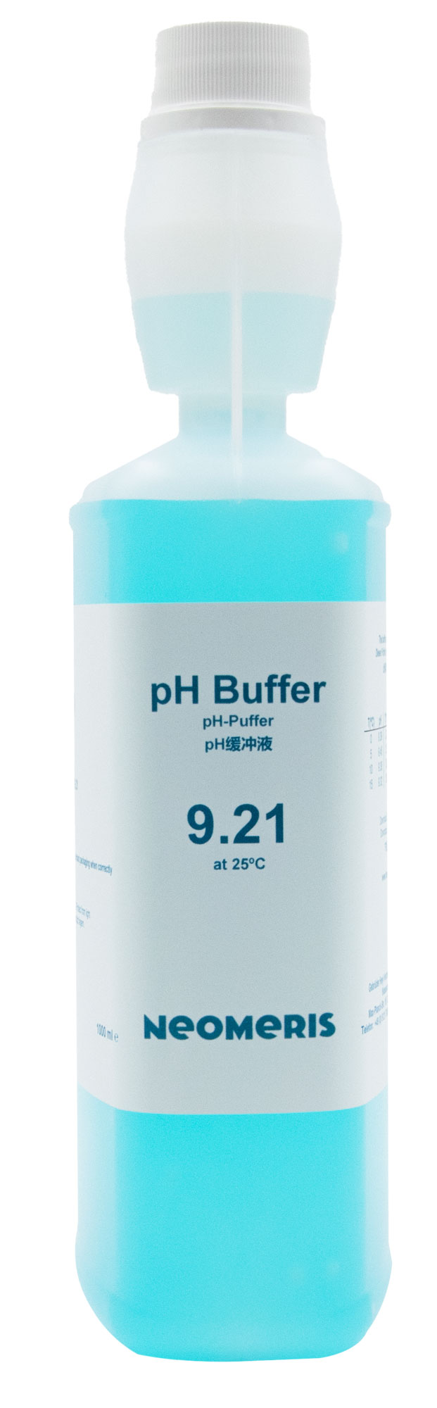 pH 9.21 Pufferlösung blau, 1 Liter Flasche Etikett lesbar