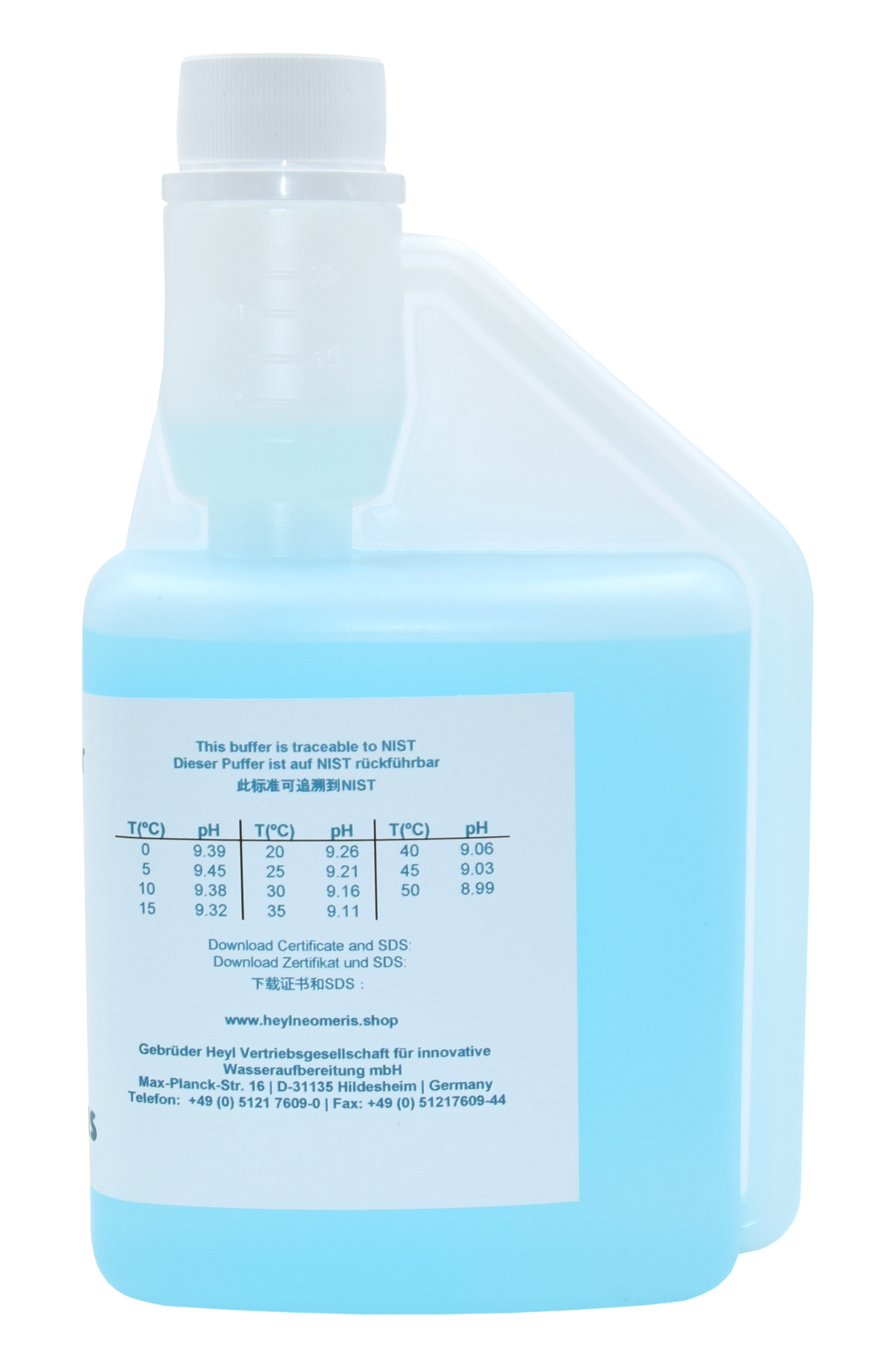 blaue pH Pufferlösung zur Kalibrierung von pH-Elektroden, geeignet für Laboranwendungen