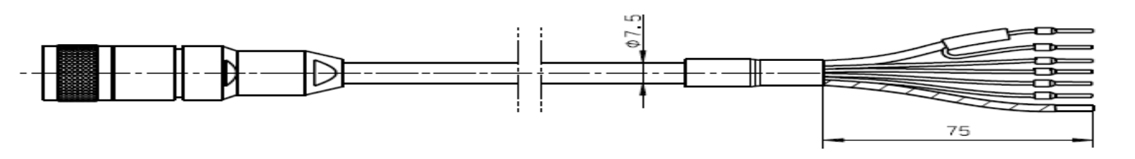 15m connection cable VP, cable end 1 (sensor side) = VP cable socket, connection end 2 = wire end sleeves 15 Meter Anschlusskabel VP, VP-Kabelbuchse, Detailansicht des Kabelendes