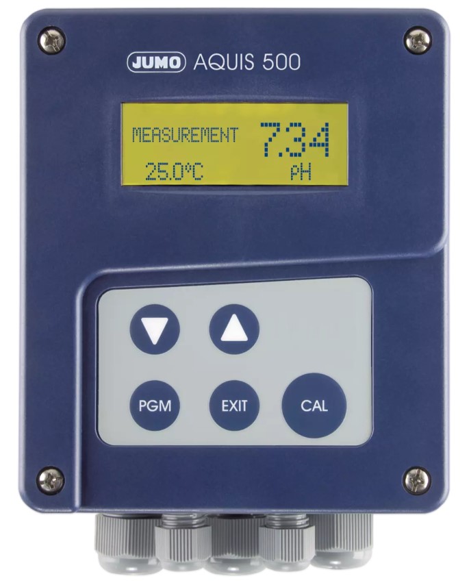 JUMO AQUIS 500 pH - Messumformer/Regler im Aufbaugehäuse, 1x 0(4)-20mA / 0(2)bis 10V Ausgang, AC/DC 20 bis 30V Spannungsversorgung