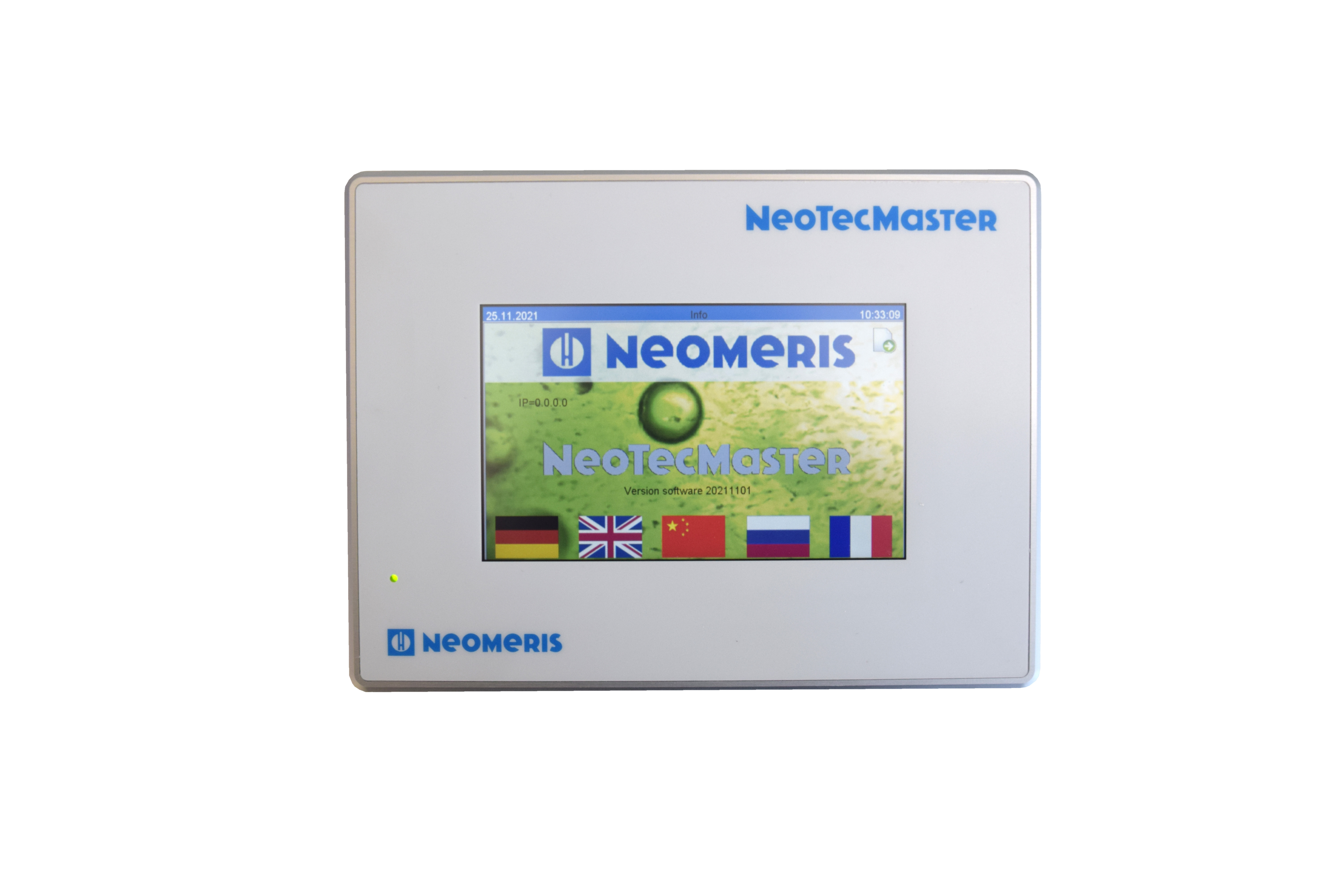 NeoTecMaster® - 5 Zoll, Frontansicht, Wasseranalysegerät, einfache Bedienung, modular erweiterbar, Startbildschirm an