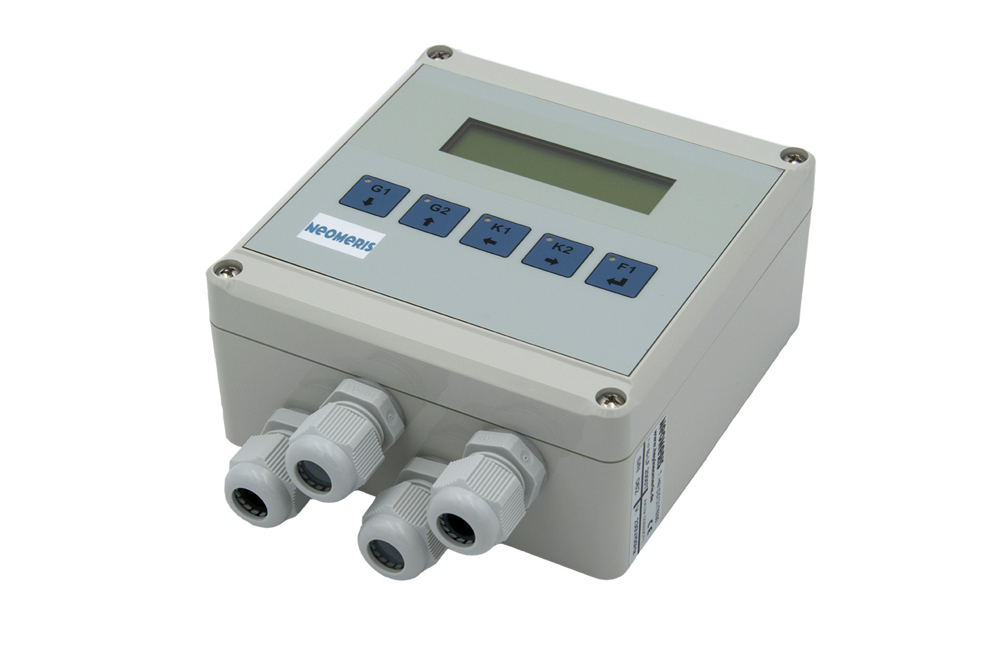 N-LF2000, conductivity measuring instrument 0-20/200/2000μS/cm in wall mounted housing N-LF2000 Leitfähigkeitsmessgerät, seitliche Ansicht mit Kabeleinführungen und Relaisanschluss