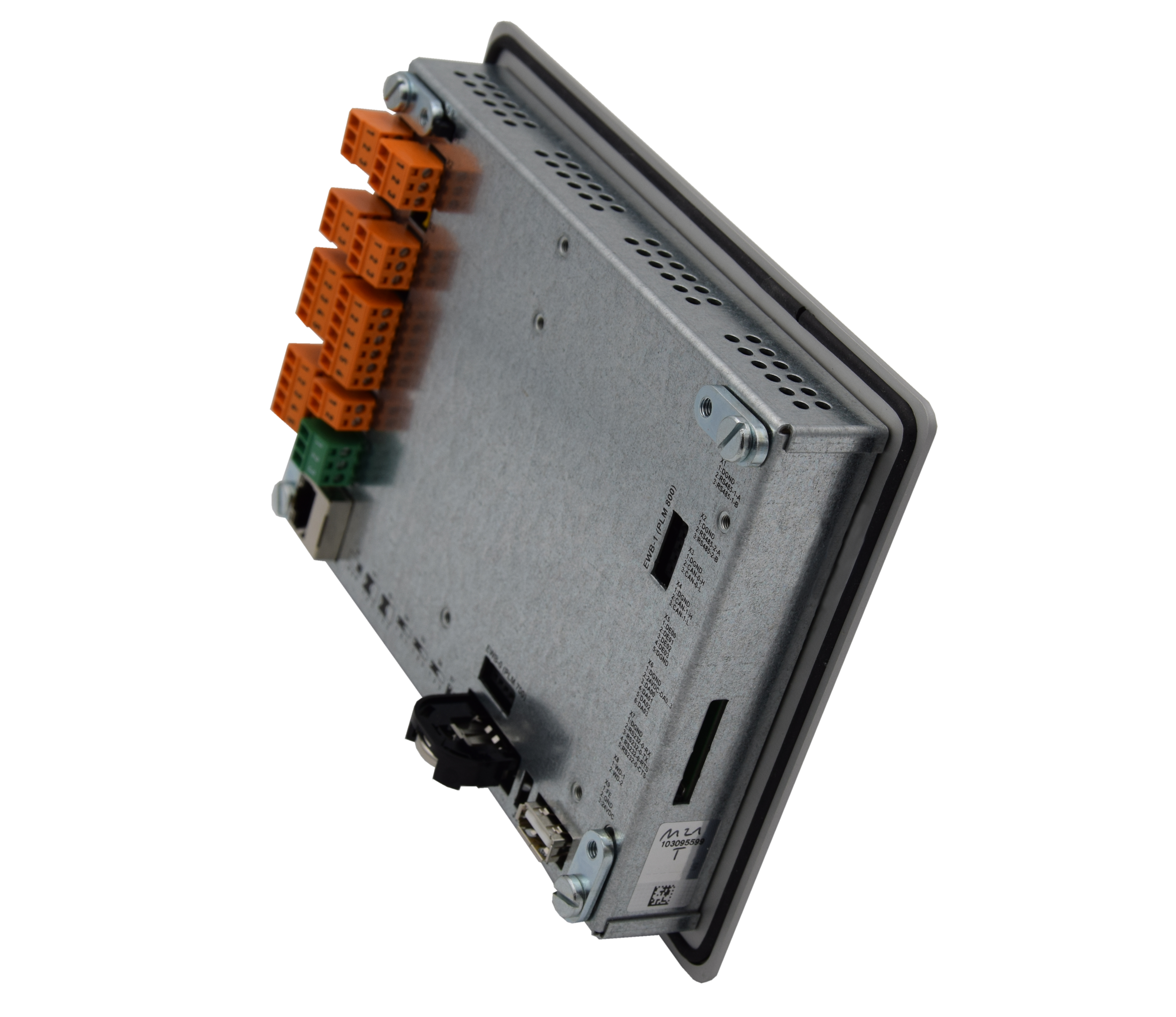 Gerätetür Rückseite, Schnittstellen für Strom und Signalmodule