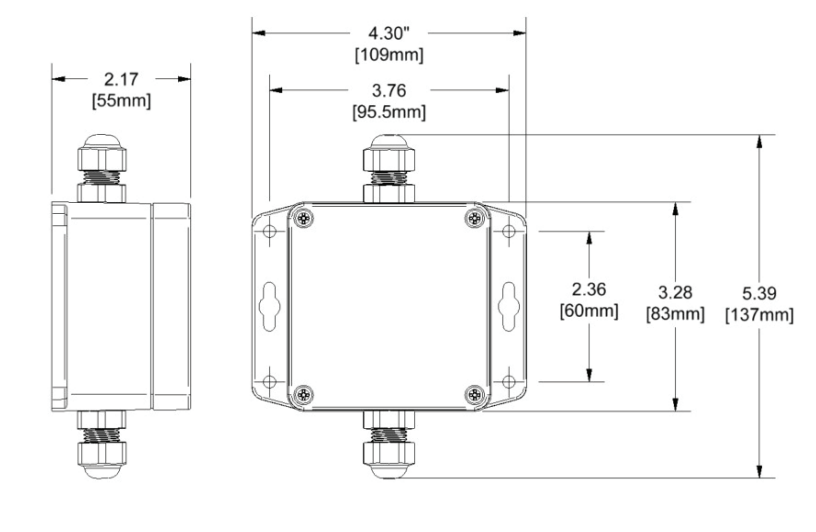 NeoTec Signalwandler 4-20 mA, Datenblatt mit Gehäuseabmessungen, Industriegehäuse, Wandmontage
