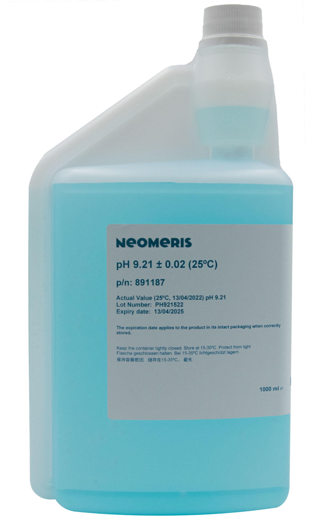 Neomeris pH buffer solution pH 9.21 pH 9.21 Pufferlösung blau Flüssigkeit, 1 Liter Flasche hygienisch verschlossen