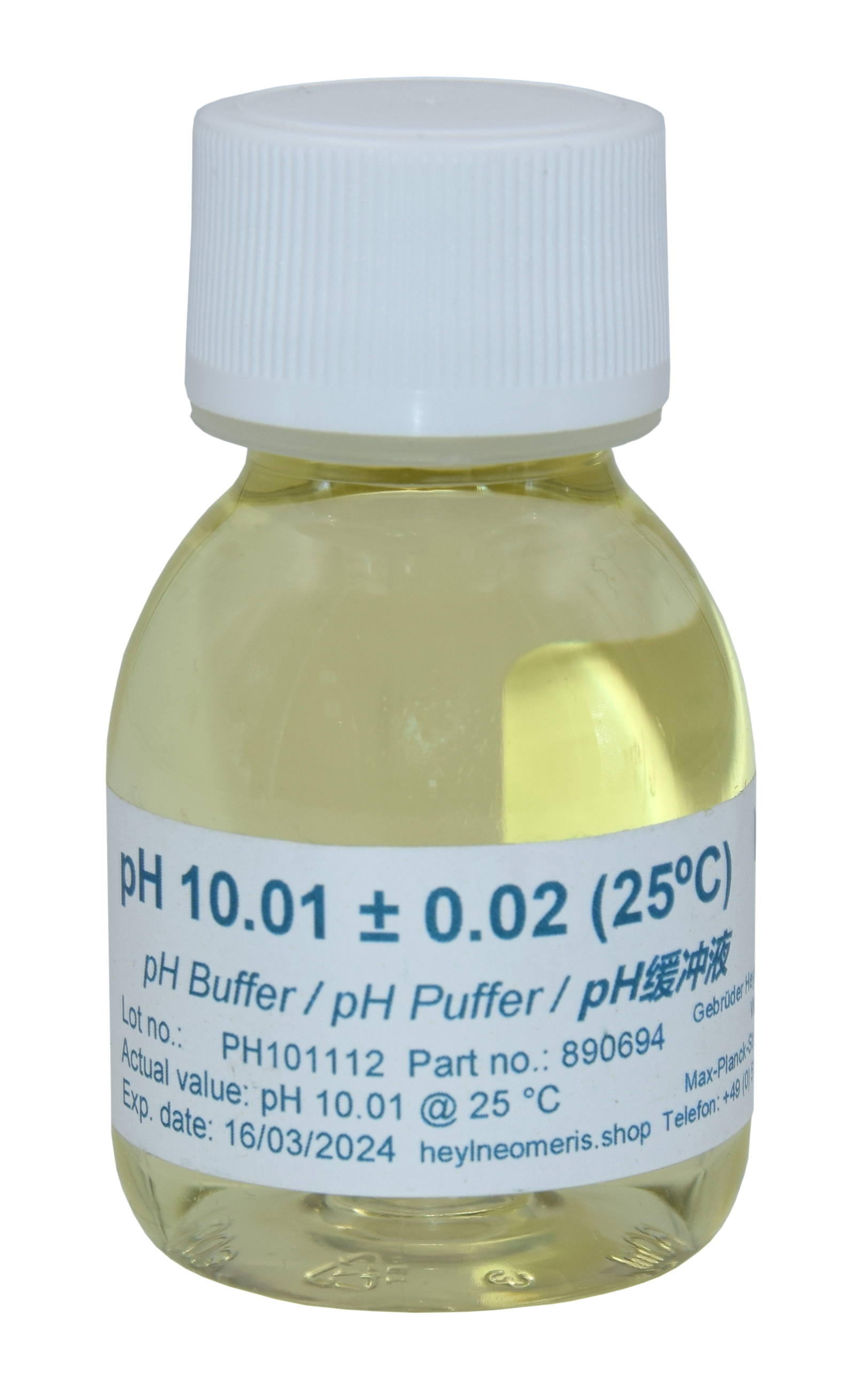 Buffer solution Neomeris Pufferlösung pH 10.01, 70 ml Flasche mit gelb eingefärbter Lösung